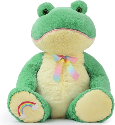 Unisex Giant Frog Plush Toy with Rainbow Embroidery Soft Kids Birthday Gift Party Decor PP Cotton Filling for Stress Relief