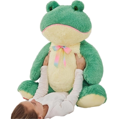 Unisex Giant Frog Plush Toy with Rainbow Embroidery Soft Kids Birthday Gift Party Decor PP Cotton Filling for Stress Relief