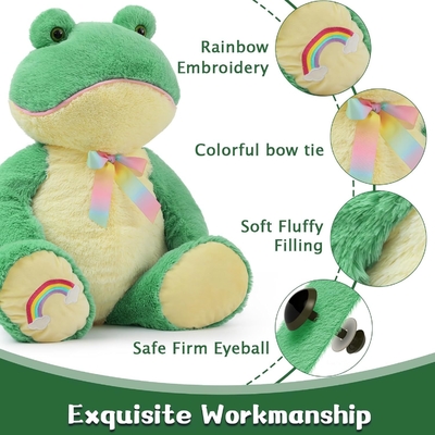 Unisex Giant Frog Plush Toy with Rainbow Embroidery Soft Kids Birthday Gift Party Decor PP Cotton Filling for Stress Relief