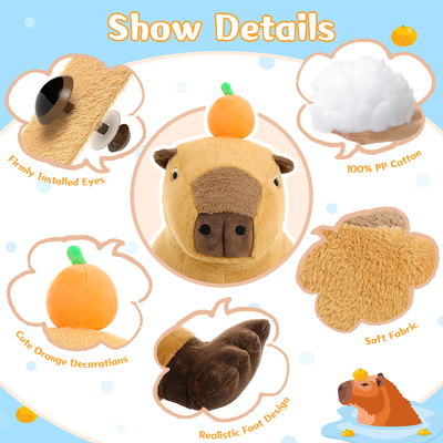 24  Life-Like Large Capybara Plush Toy Realistic Giant Stuffed Animal Soft Body Hugging Pillow Best Gift Boys Girls Birthday