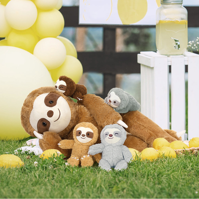 Large 22in Cute Lazy Sloth Stuffed Animal Toy 5pcs Mommy and 4 Baby Sloths Plush Perfect Birthday Gift Kids Boys Girls