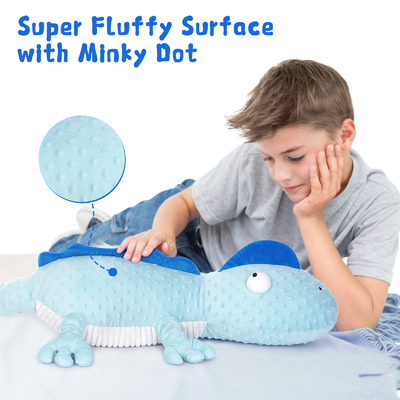 24 Lbs Weighted Blue Minky Pillow Kids Adults Lizard Body Pillow Big Geckos Plush Stuffed Animal Anxiety Toys Boys Girls