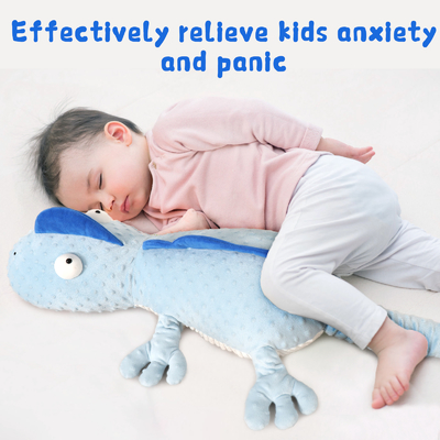 24 Lbs Weighted Blue Minky Pillow Kids Adults Lizard Body Pillow Big Geckos Plush Stuffed Animal Anxiety Toys Boys Girls