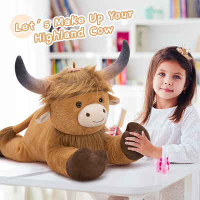 Cow Highland 32 Inches Big Cow Plush Toy Soft Cuddly Farm Animal Kids Birthday Party Favor Baby Shower Stuffed Animal