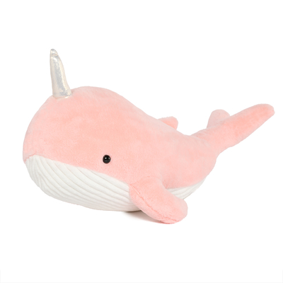 MorisMos 24 Inch Soft Pink Plush Whale Narwhal Ultra-Soft Stuffed Cotton Funny Hugging Pillow Decor Girls Kids Party Accessory