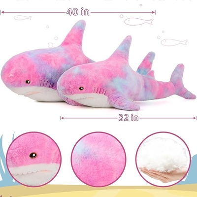 Factory Wholesale Professional  MORISMOS Purple 40in Super Soft Giant Shark Stuffed Toy Cute Kids' Animal Pillow with PP Filling