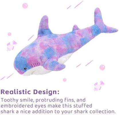 Factory Wholesale Professional  MORISMOS Purple 40in Super Soft Giant Shark Stuffed Toy Cute Kids' Animal Pillow with PP Filling