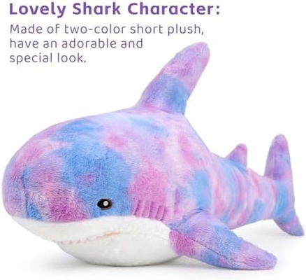 Factory Wholesale Professional  MORISMOS Purple 40in Super Soft Giant Shark Stuffed Toy Cute Kids' Animal Pillow with PP Filling