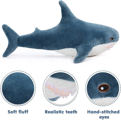 MorisMos 40-Inch Unisex Giant Shark Soft Plush Toy Custom Stuffed Cotton Hugging Pillow Washed PP Kids Stress Relief Gift