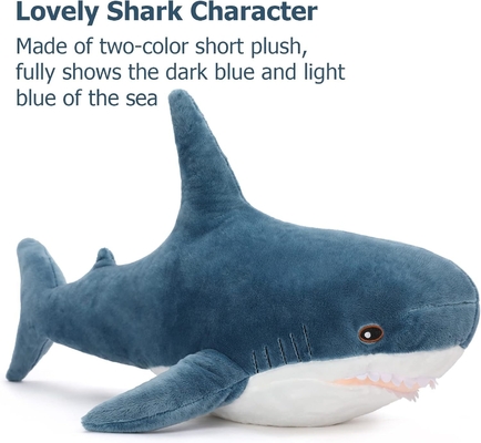 MorisMos 40-Inch Unisex Giant Shark Soft Plush Toy Custom Stuffed Cotton Hugging Pillow Washed PP Kids Stress Relief Gift