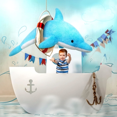 MorisMos Giant Soft Blue Dolphin Stuffed Animal Plush Marine Ocean Toy Party Favourite Kids