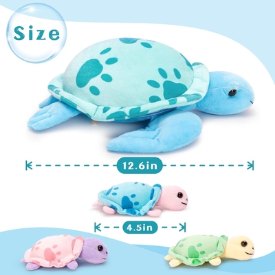 MorisMos Multicolored Sea Turtle Plush Toy Soft Mommy Turtle 3 Babies Blue PP Cotton Filled Great Stress Relief Gift Boys Girls