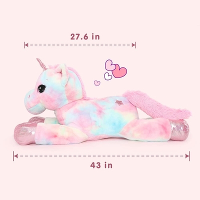 MorisMos 43 Inch Giant Bear Toy Unisex Lovely Pink Rainbow Unicorn Stuffed Animal Plush PP Birthday Decorations Gifts Girls