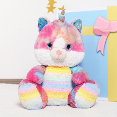 MorisMos ODM Customizable 19.8 Inch Multicolor Cute Caticorn Toy Sparkly Rainbow Horn Soft Cotton Plush Unicorn PP Birthday