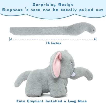Cute Elephant Stuffed Animal Dog Toy 10-Inch Gray Elephant Plush Removable Tail Nose Creative Birthday Unisex Parties