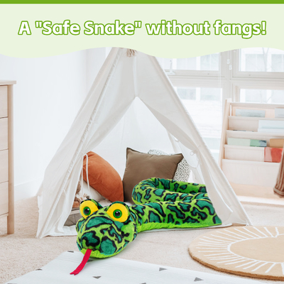 MorisMos Giant Snake Stuffed Animal Stuffed Green Snake Plush Toy Kids Teens Snake Pillow Adults - Birthday Gifts