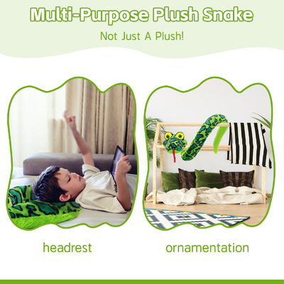MorisMos Giant Snake Stuffed Animal Stuffed Green Snake Plush Toy Kids Teens Snake Pillow Adults - Birthday Gifts