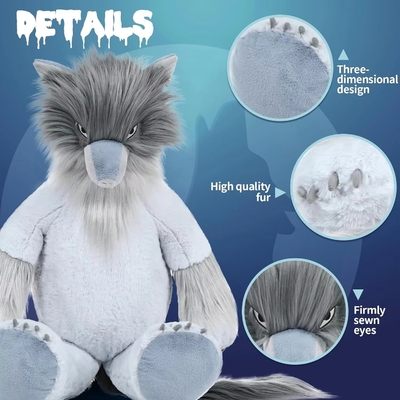 Halloween Gift MorisMos Gray Humanoid Wolf Plush Toy Mythical Creature Collector's Edition Premium Cuddle Companion