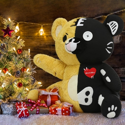 MorisMos Unisex Large Skeleton Teddy Bear Goth Plush Toy Stuffed Bear Birthday Party Decor Kids Adults Mother's Day Holiday
