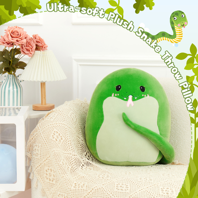 Snake Plush Toy Pillow 17.7 Soft Snake Stuffed Animal Green Snake Throw Pillow Plushie Doll Birthday Decor Kids Boys Girls