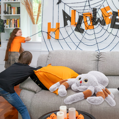 2024 Halloween 20 Giant Spider Plush Toy Cute Tarantula Stuffed Animal Cushion Pillow Kids' Prank Props Party Decorations