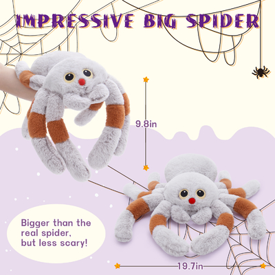 2024 Halloween 20 Giant Spider Plush Toy Cute Tarantula Stuffed Animal Cushion Pillow Kids' Prank Props Party Decorations