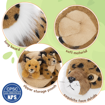 MorisMos 5-Piece Lynx Bobcat Stuffed Animals 18-Inch Soft Polyester Cotton Plush Toys for Kids Perfect Birthday Gift for Boys