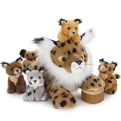 MorisMos 5-Piece 18-Inch Lynx Bobcat Stuffed Animals Soft Polyester Cotton Plush Toys Kids Boys Girls Perfect Birthday