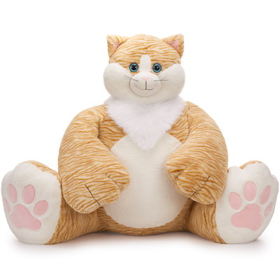 MaoGoLan 20lbs Jumbo Fluffy Plush Cat Toy 39.3 Inches Huge Big Fat Orange Cat Stuffed Animal Cute Oversized Soft Toys Birthday