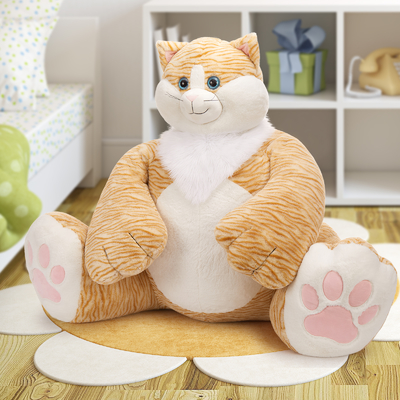 MaoGoLan 20lbs Jumbo Fluffy Plush Cat Toy 39.3 Inches Huge Big Fat Orange Cat Stuffed Animal Cute Oversized Soft Toys Birthday