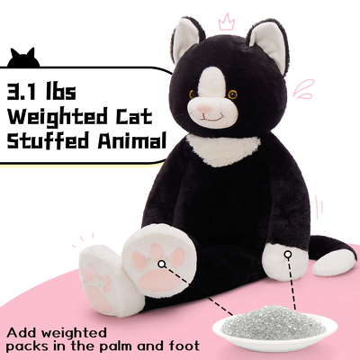 39 Inch Giant Cat Stuffed Animal 3lbs Weighted Black Stuffed Cat Plush with Long Legs Soft Cat Plush Pillow