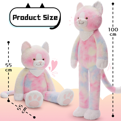 3lbs Weighted Cat Stuffed Animal 39 Inch Large Stuffed Cat Plush with Long Legs Pink Cat Plush Pillow Toy Boys Girls Christmas