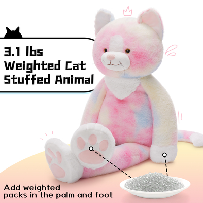 3lbs Weighted Cat Stuffed Animal 39 Inch Large Stuffed Cat Plush with Long Legs Pink Cat Plush Pillow Toy Boys Girls Christmas