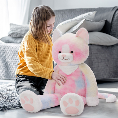 3lbs Weighted Cat Stuffed Animal 39 Inch Large Stuffed Cat Plush with Long Legs Pink Cat Plush Pillow Toy Boys Girls Christmas