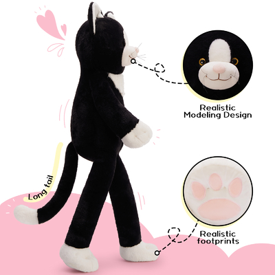 39 Inch Giant Cat Stuffed Animal 3lbs Weighted Black Stuffed Cat Plush with Long Legs Soft Cat Plush Pillow