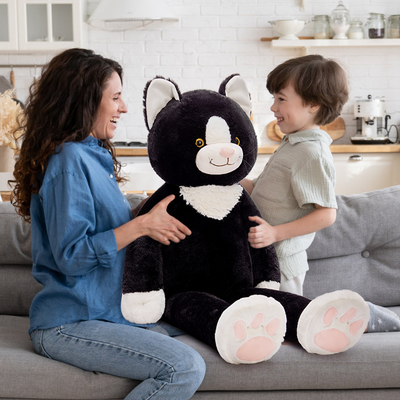 39 Inch Giant Cat Stuffed Animal 3lbs Weighted Black Stuffed Cat Plush with Long Legs Soft Cat Plush Pillow