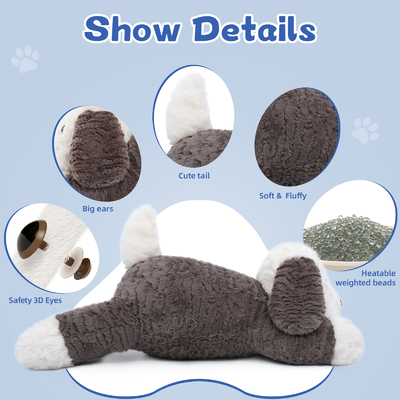 4Lbs Large Heated Unscented Microwavable Dog Throw Pillow 24inch Weighted Stuffed Dog Toy Factory OEM Custom Supplier
