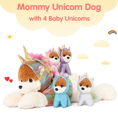 MorisMos 26-Inch Unisex Cotton Giant Unicorn Plush Stuffed Animal Multicolor Cute Zippered Pouch Perfect Bear Gifts Birthday
