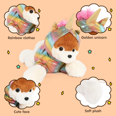MorisMos 26-Inch Unisex Cotton Giant Unicorn Plush Stuffed Animal Multicolor Cute Zippered Pouch Perfect Bear Gifts Birthday