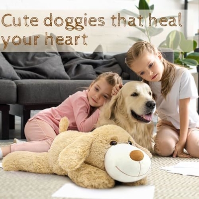 MorisMos 32\" Cute Giant Puppy Dog Body Pillow Plush Toy Soft Cotton Body Pillow Stuffed Animal Perfect Gift Kids Bear Parties