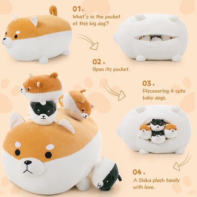 MorisMos 18" Unisex Shiba Inu Corgi Plush Dog Toy Cute Kids Stuffed Animal Pillow ChristmasBirthday Shiba Inu Akita Girl Boy