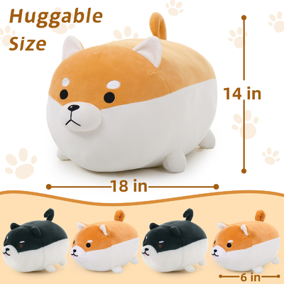 MorisMos 18\" Unisex Shiba Inu Corgi Plush Dog Toy Soft Cute Kids Stuffed Animal Pillow for Birthday Christmas or Anytime