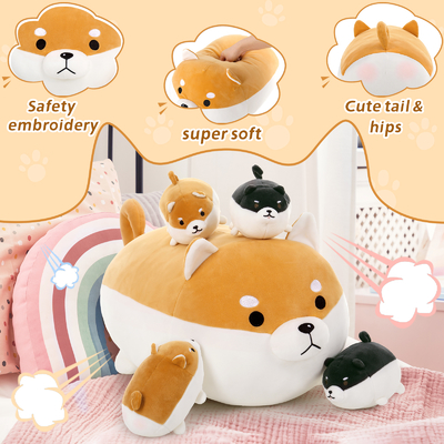 MorisMos 18\" Unisex Shiba Inu Corgi Plush Dog Toy Soft Cute Kids Stuffed Animal Pillow for Birthday Christmas or Anytime