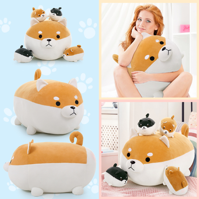 MorisMos 18\" Unisex Shiba Inu Corgi Plush Dog Toy Soft Cute Kids Stuffed Animal Pillow for Birthday Christmas or Anytime