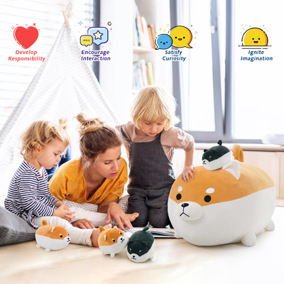 MorisMos 18\" Unisex Shiba Inu Corgi Plush Dog Toy Soft Cute Kids Stuffed Animal Pillow for Birthday Christmas or Anytime