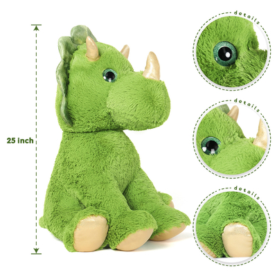 Factory Wholesale Price MORISMOS 24.4 Inch Large Green Triceratops Dinosaur Stuffed Animal Toy Cute Style Gift for Boys Girls