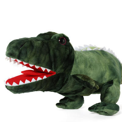 MorisMos 15-Inch Blue Triceratops Hand Puppet Unisex Movable Mouth Stuffed Toy Dinosaur Great Role Play Plush Cotton Polyester