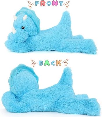 MorisMos 24-Inch Blue Triceratops Dinosaur Unisex Soft PVC Plush Toy & Comforter for Kids Aged 3-8 Great Gift Idea