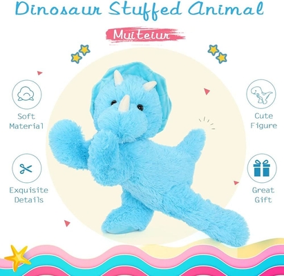 MorisMos 24-Inch Blue Triceratops Dinosaur Unisex Soft PVC Plush Toy & Comforter for Kids Aged 3-8 Great Gift Idea