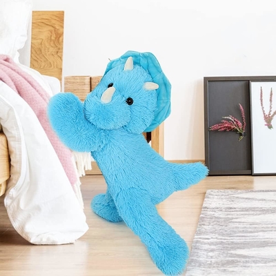 MorisMos 24-Inch Blue Triceratops Dinosaur Unisex Soft PVC Plush Toy & Comforter for Kids Aged 3-8 Great Gift Idea